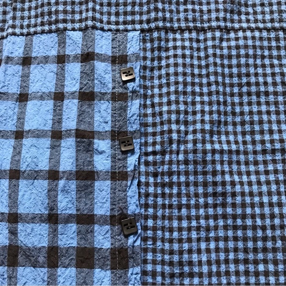 Habitat swing tunic blue black mixed plaid check print crinkled cotton XXL - Picture 6 of 7